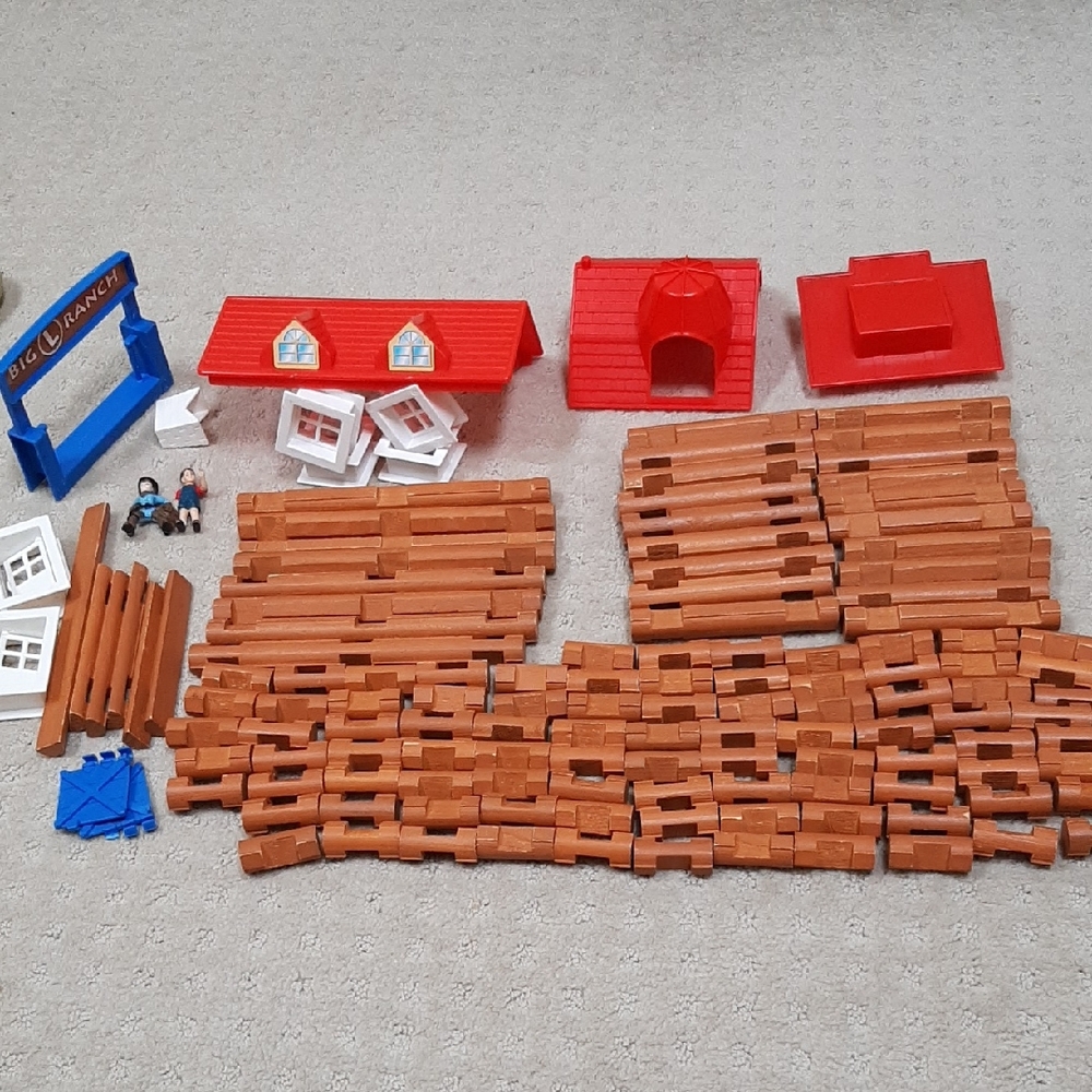 Wooden Building Logs Vintage By Hasbro